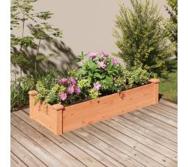Strat grădină înălțat cu căptușeală maro 120x45x25 cm lemn brad