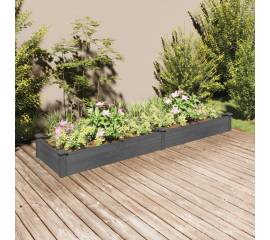 Strat grădină înălțat cu căptușeală gri 240x60x25 cm, lemn brad