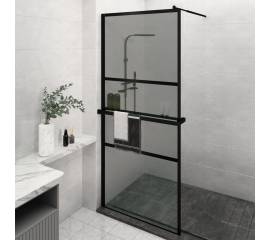 Paravan duș walk-in cu raft negru 100x195cm sticlă esg/aluminiu
