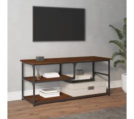 Comodă tv, stejar maro, 103x38x46,5 cm, lemn prelucrat și oțel