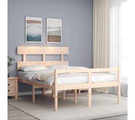 Cadru de pat cu tăblie, lemn masiv, dublu 4ft6
