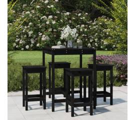 Set mobilier bar de grădină, 5 piese, negru, lemn masiv de pin