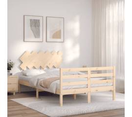 Cadru de pat cu tăblie, lemn masiv, dublu 4ft6