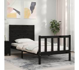 Cadru de pat cu tăblie 3ft, single, negru, lemn masiv