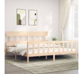 Cadru de pat cu tăblie 6ft super king, lemn masiv