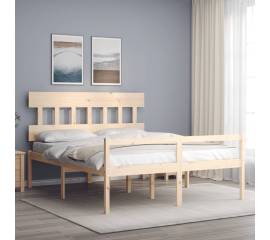 Cadru de pat cu tăblie, king size 5ft, lemn masiv