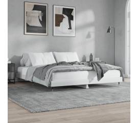 Cadru de pat, alb extralucios, 140x200 cm, lemn prelucrat
