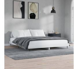 Cadru de pat, alb extralucios, 160x200 cm, lemn prelucrat