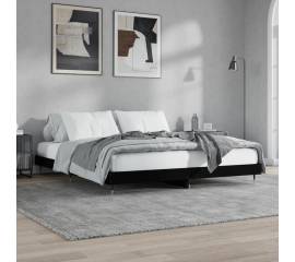 Cadru de pat, negru, 200x200 cm, lemn prelucrat
