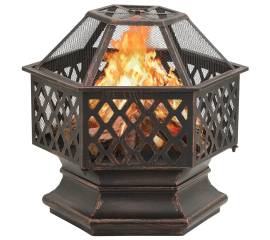 Vatră de foc rustică, cu vătrai, 62x54x56 cm oțel, xxl