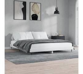 Cadru de pat, alb extralucios, 200x200 cm, lemn prelucrat