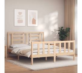 Cadru de pat cu tăblie, lemn masiv, king size 5ft