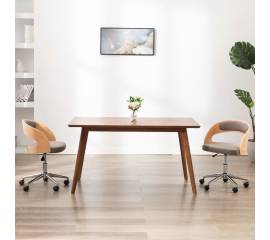 Scaun de masă pivotant gri taupe lemn curbat/material textil