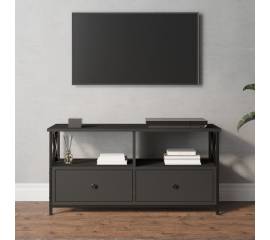 Comodă tv, negru, 90x33x45 cm, lemn prelucrat & fier