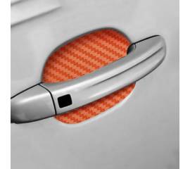 Set 4 bucati protectie zgarieturi manere usa din autocolant carbon 3D Orange