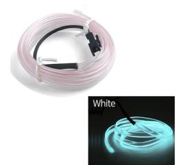 Fir Neon Auto "EL Wire" culoare Alba, lungime 2M, alimentare 12V, droser inclus