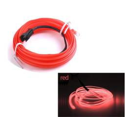 Fir Neon Auto "EL Wire" culoare Rosie, lungime 2M, alimentare 12V, droser inclus