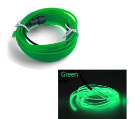 Fir Neon Auto "EL Wire" culoare Verde, lungime 2M, alimentare 12V, droser inclus