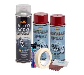 Kit complet reparatie si vopsire jante culoare Rosu Burgundy Metalizat, V2