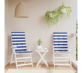 Perne de scaun spătar înalt, 2 buc. dungi albastre&albe, textil