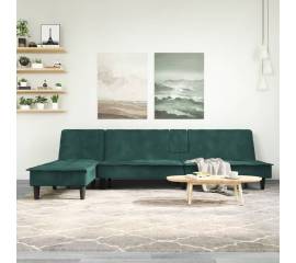Canapea extensibilă în formă de l verde 255x140x70 cm catifea