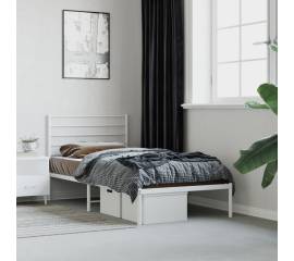Cadru de pat metalic cu tăblie, alb, 80x200 cm