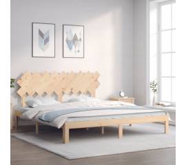Cadru de pat cu tăblie super king size, lemn masiv