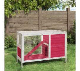 Cușcă pentru iepuri roșu 103x44x69,5 cm lemn masiv de pin
