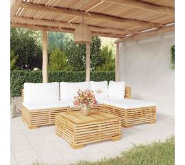 Set mobilier grădină cu perne, 5 piese, lemn masiv de tec