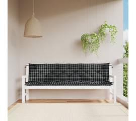 Pernă bancă de grădină, negru carouri, 200x50x7 cm, textil