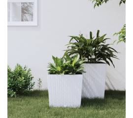 Jardinieră cu interior detașabil, alb, 21 / 32 l, pp ratan