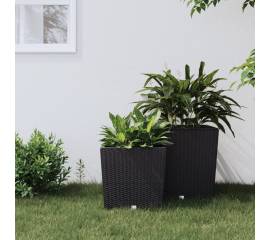 Jardinieră cu interior detașabil, antracit, 21 / 32 l, pp ratan