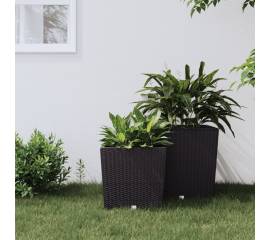 Jardinieră cu interior detașabil, maro, 21 / 32 l, pp ratan