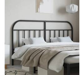 Tăblie de pat metalică, negru, 160 cm