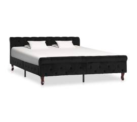Cadru de pat, negru, 160 x 200 cm, catifea
