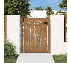 Poartă pentru grădină, 105x155 cm, oțel corten, model bambus