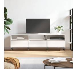 Comodă tv, alb extralucios, 150x30x44,5 cm, lemn prelucrat