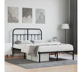 Cadru de pat metalic cu tăblie, negru, 120x200 cm