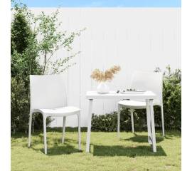 Scaune de grădină, 2 buc., alb, 50x46x80 cm, polipropilenă
