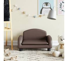 Canapea pentru copii, maro, 50x40x30 cm, piele ecologică