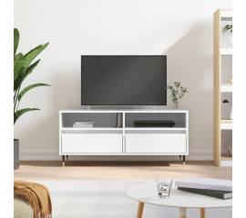 Comodă tv, alb extralucios, 100x34,5x44,5 cm, lemn prelucrat