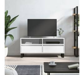 Comodă tv, alb extralucios, 100x34,5x44,5 cm, lemn prelucrat