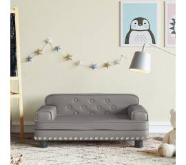 Canapea pentru copii, gri, 70x45x30 cm, piele ecologică