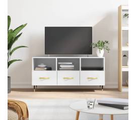 Comodă tv, alb extralucios, 102x36x50 cm, lemn prelucrat
