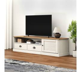 Comodă tv vigo, alb, 156x40x40 cm, lemn masiv de pin