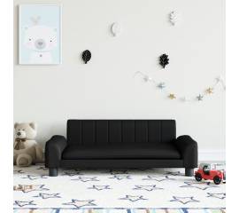 Canapea pentru copii, negru, 90x53x30 cm, piele ecologică