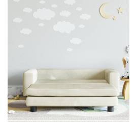 Canapea pentru copii cu taburet crem 100x50x30 cm catifea