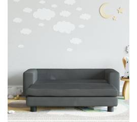 Canapea pentru copii cu taburet gri închis 100x50x30 cm catifea
