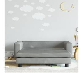 Canapea pentru copii cu taburet gri deschis 100x50x30cm catifea