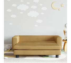 Canapea pentru copii cu taburet maro 100x50x30 cm catifea